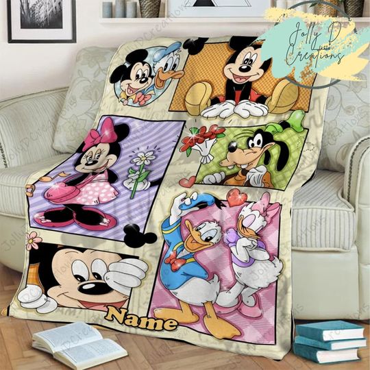 Disney Mickey Blanket, Disneyland Birthday Gifts, Baby Shower Blanket, Fleece Mink Sherpa Blanket For Kids, Halloween Gift