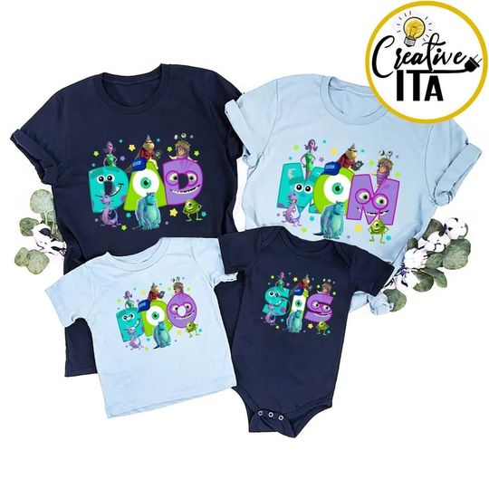 Personalized Disney Monsters Inc Family Shirt, Disney Monsters Characters Birthday Party