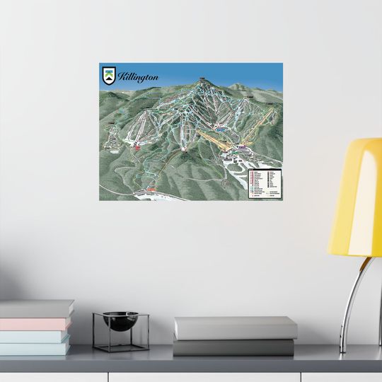 Discover Killington Mountain Winter Trail Map Premium Matte Vertical Poster