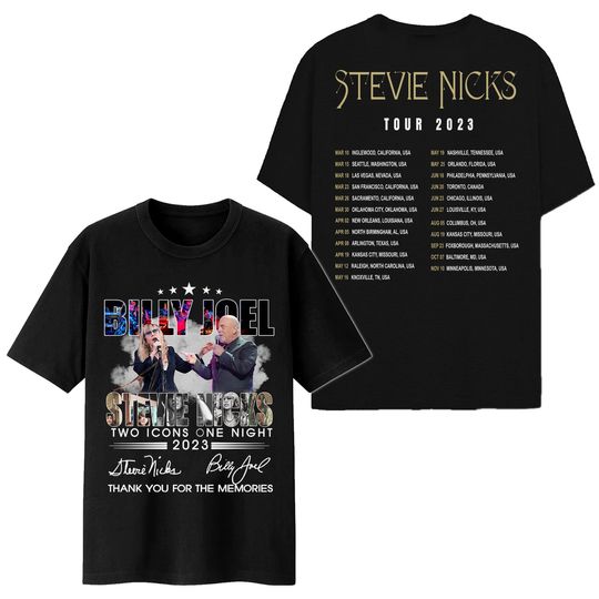Discover 2 Sides Billy Joel Stevie Nick Two Icons One Night 2023 Shirt
