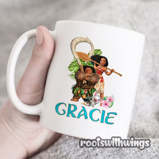 Personalized Mug for Kids, Moana Mug, Disney Moana Cup, Disney Moana Birthday Gifts
