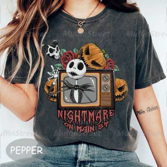 Vintage The Nightmare On Main Street Halloween Pumpkin Shirt, Retro Disney Halloween Shirt, Nightmare Halloween Shirt, Halloween Party Shirt