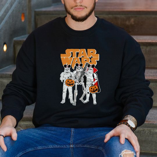 Star Wars Stormtrooper Skeleton Costume Mickey Ears Halloween Sweatshirt, Funny Star Wars Halloween Hoodie Sweatshirt, Disneyland Party