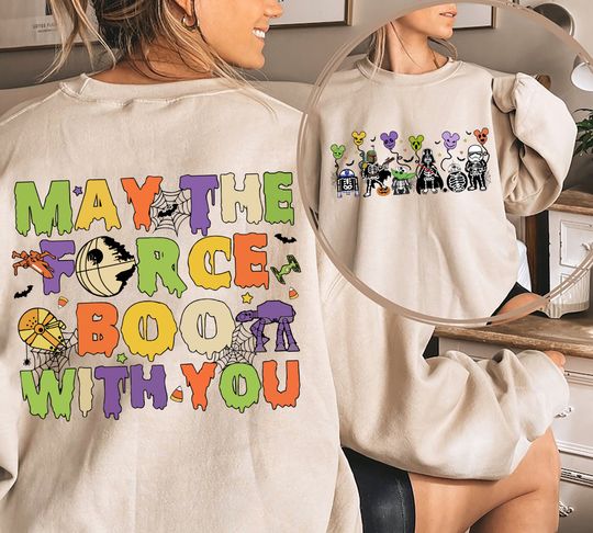 Vintage Star Wars Skeleton Sweatshirt, May the force boo with you, Disney Halloween Shirt, The Mandalorian Halloween Shirt,Galaxy's Edge Tee