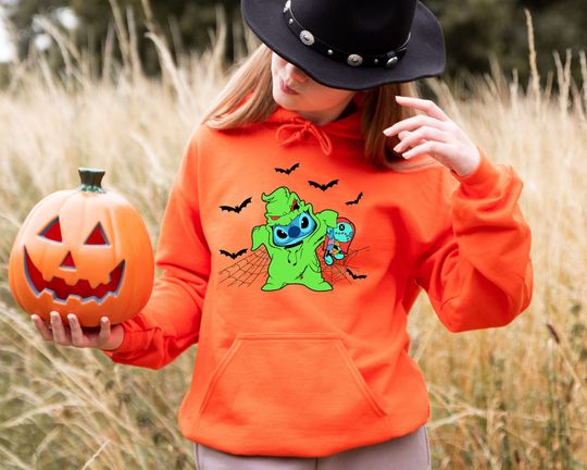 Stitch Horror Halloween Sweatshirt, Spooky Disney Trick or Treat Hoodie, Oogie Boogie Bash Shirt, Disney Halloween Gifts for Stitch Lover