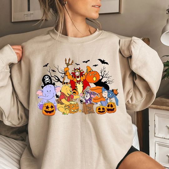 Vintage Winnie The Pooh Halloween Sweatshirt, Funny Pooh Halloween Shirt, Pooh Retro Halloween Family, Disneyland Halloween Family Shirt