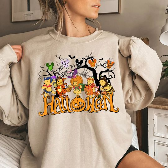 Vintage Winnie The Pooh Halloween Sweatshirt, Retro Disney Halloween Shirt, Disney Pooh Bear Halloween, Spooky Season, Trick or Treat Shirt