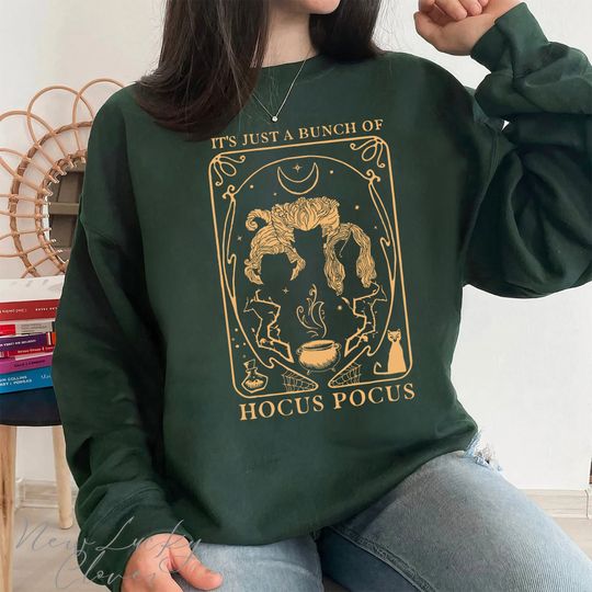 Vintage Disney Hocus Pocus Sweatshirt, It's Just A Bunch Of Hocus Pocus Tarot Card Halloween Shirt, Sanderson Sisters Shirt, Funny Halloween