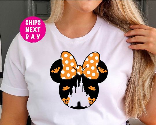 Minnie Ears Disney Halloween Shirt, Disney Halloween Shirt, Disney Castle Halloween Tee, Minnie Mouse Halloween Shirt, Minnie Halloween Tee