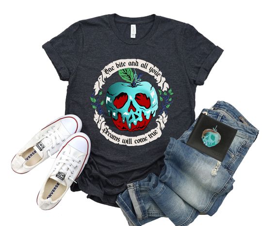 Poison Apple - One Bite - Snow White - Villain - Halloween - Disney Inspired - Unisex Short Sleeve Tee - T Shirt
