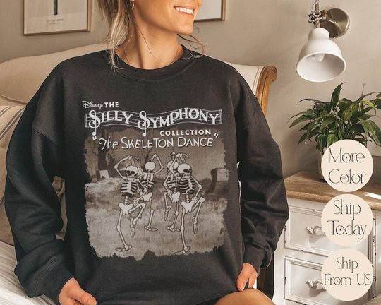 Silly Symphony Sweatshirt, Dancing Skeleton Shirts, The Skeleton Dance Shirt, Disneyland Halloween Shirt, Disneyworld Shirts