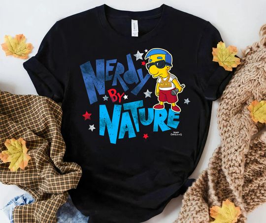 The Simpsons Milhouse Nerdy By Nature T-Shirt, The Simpsons Birthday Tees, Magic Kingdom Shirt, Disneyland Family Vacation Shirt