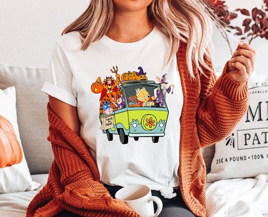 Retro Disney Winnie The Pooh Shirt, Disney Pooh Horror Car Tshirt, Tiger, Piglet, Eeyore Shirt, Disney Halloween Shirt, Halloween Costume