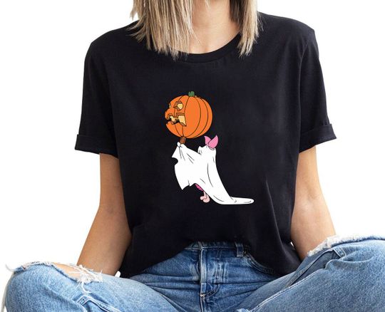 Disney Winnie The Pooh Mummy Piglet Halloween Moon Shirt, Piglet Halloween Shirt, Piglet Mummy Shirt, Disney Halloween Family Matching Shirt