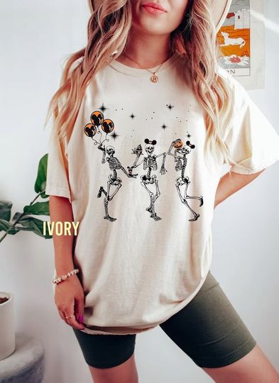 Disney Halloween Party Dancing Skeleton Mickey Ears Shirt, Disneyland Family T-Shirt, Disneyland Halloween Fall Gift, Funny Skeleton Tee