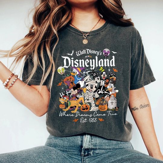 Vintage Disneyland Halloween  Shirt, Mickey and Friends Halloween Shirt, Mickey Skeleton Shirt, Disney Halloween Shirt