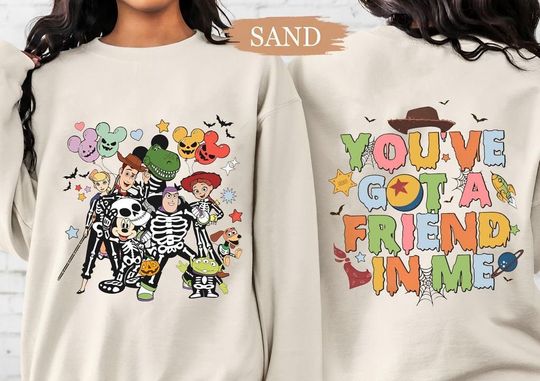 Two-Sided Vintage Disney Toy Story Halloween Shirt, You'Ve Got A Friend In Me T-shirt, Personalized Mickey Disney Pixar Toy Story Characters