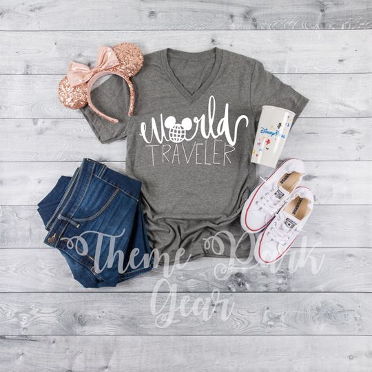 World Traveler Epcot Shirt- Disney World Shirt- Custom Design Colors Available- Long Sleeve, Tank Top, V-Neck and Sweat Shirt Available