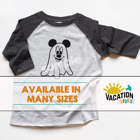 Disney Mickey Halloween Shirt Toddler Boy or Girl - Kids Halloween Disney Mickey Ghost Raglan tshirt - Disneyland October Tees Family - Baby
