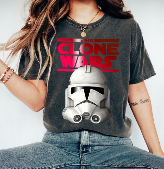 Star Wars The Clone Wars Trooper Helmet T-Shirt, Star Wars Logo Shirt, WDW Disneyland Halloween Party Matching Family Shirts, Magic Kingdom