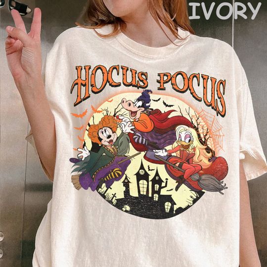Sanderson Sisters Costume Minnie Mouse Daisy Clarabelle Figaro Shirt Hocus Pocus Shirt, Disney Halloween Shirt, Disney Witches Hocus Pocsu