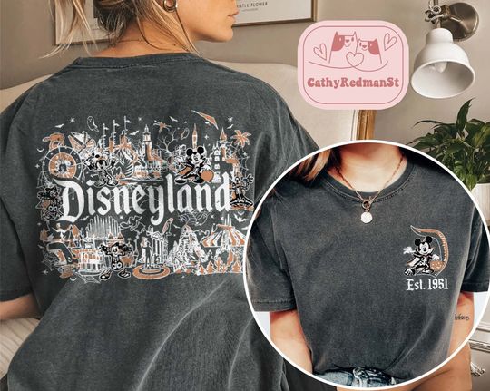 Two-Sided Disneyland Halloween  Shirt, Retro Mickey Skeleton Shirt, Disney Spooky Shirt, Matching Halloween Shirt, DL-170601