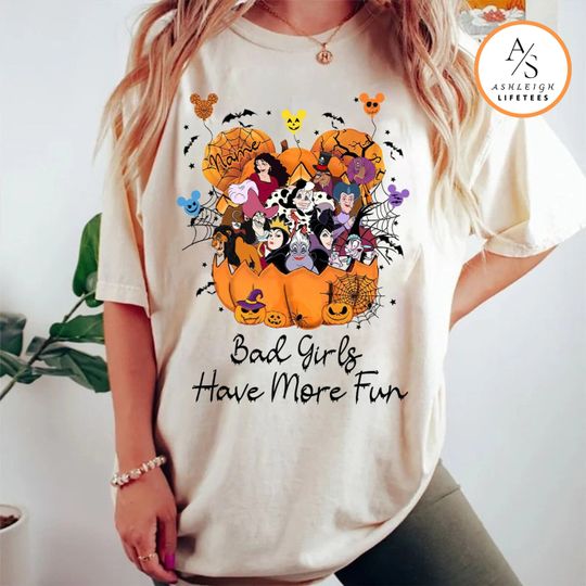 Vintage Disney Villians Pumpkin Shirt, Bad Girls Have More Fun, Womens Disney Halloween Tee, Halloween Party shirt, Disneyland Trip 2023