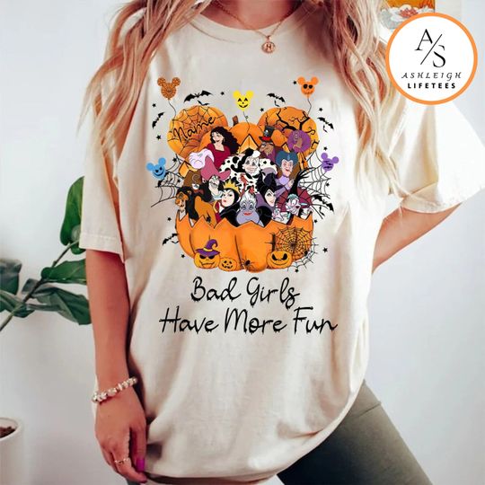 Vintage Disney Villians Pumpkin Shirt, Bad Girls Have More Fun, Womens Disney Halloween Tee, Halloween Party shirt, Disneyland Trip 2023