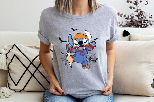 Halloween Chucky Stitch Shirt, Horror Movie Character Shirt, Disney Halloween Tee, Halloween Party Gift, Spooky Disney Shirt, Horror Disney