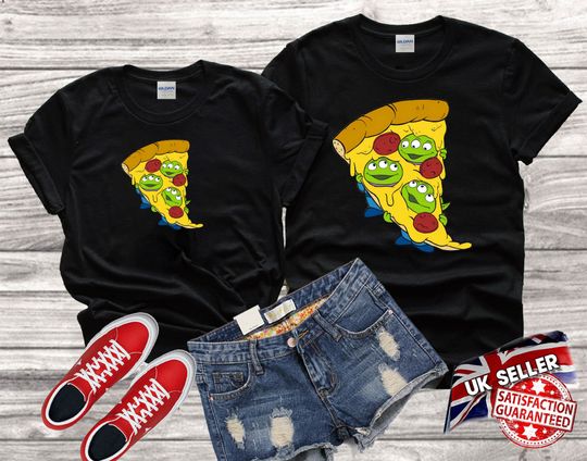 Disney Toy Story Little Green Aliens Pizza cute Tshirt Top Men Women Ladies Gildan S-M-L-XL-XXL-3XL-4XL-5XL Unisex V610