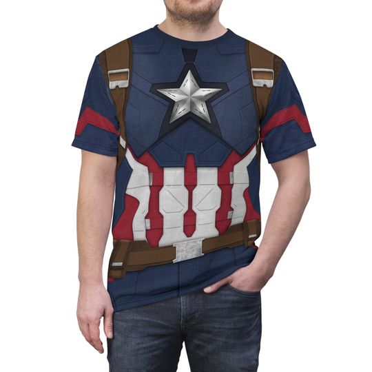 Captain America Civil War Inspired Costume, Steve Rogers Cosplay, Disney Marvel Superhero Outfit, Comic-Con Tee, Avengers Campus T-Shirt