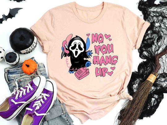 No You Hang Up Stitch Shirt, Stitch Horror Halloween Shirt, Stitch Halloween Shirt, Horror Film Characters Shirt, Disneyland Halloween 2023