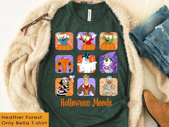Retro Disney DuckTales Halloween Moods Shirt, Scrooge McDuck, Donald Huey Dewey Louie Duck Halloween Shirt, Disneyland Matching Family Shirt