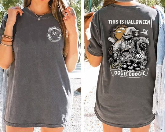 Two-sided Vintage Disney Oogie Boogie Shirt, Retro The Nightmare Before Christmas Jack Sally, Oogie Boogie Bash, Family Halloween Party 2023