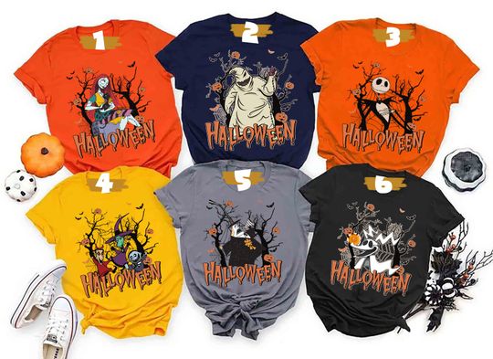 Nightmare Before Christmas Vintage Group Shirts, Disney Halloween Vintage Shirt, Jack And Sally Shirt, Halloween Couple Shirts