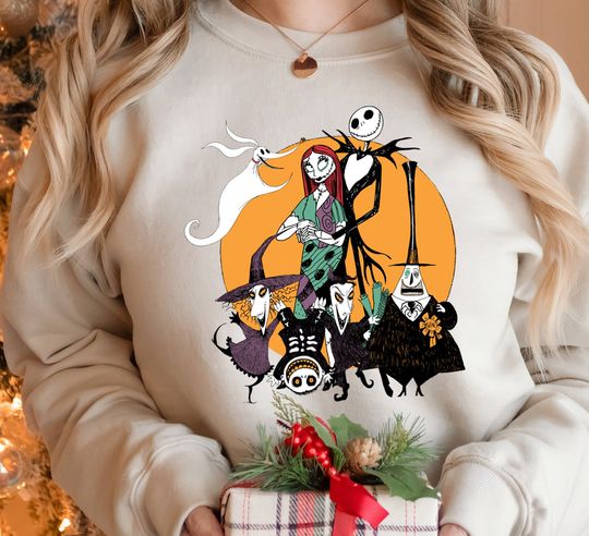 Disney The Nightmare Before Christmas Jack Skellington and Friends Group Together Halloween Shirt,Disneyland Halloween Matching Family Shirt