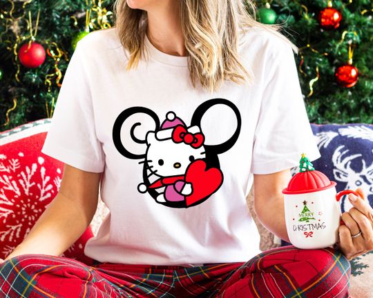 Hello Kitty Shirt, Hello Kitty Christmas Shirt, Merry Christmas Shirt, Disneyland Shirt, Disney Trip Tee, Disney Family Tee, Christmas Shirt