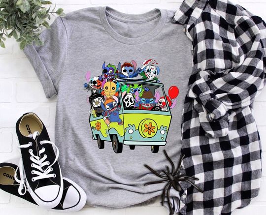Disney Stitch Cosplay Horror Character Shirt, Disney Horror Car Tshirt, Disney Halloween Shirt, Halloween Costume, Stitch Ghostface tee