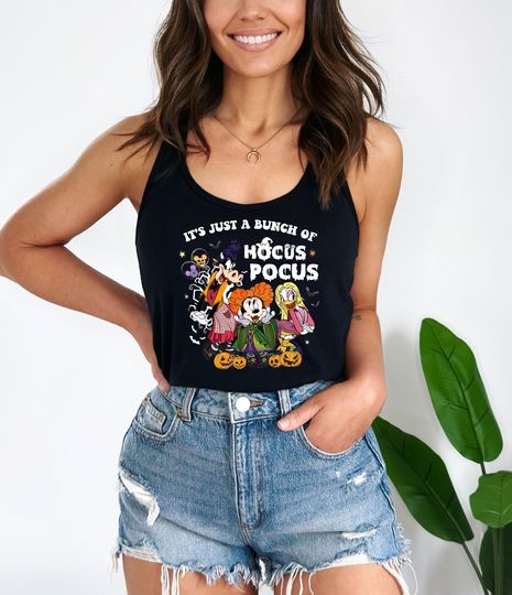 It's Just A Bunch Of Hocus Pocus Tank Top, Mickey & friends Hocus Pocus Men Tank Top, Disney Halloween Women Tank Top, Sanderson Tank Top