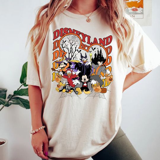 Vintage Disneyland Mickey And Friends Halloween  Shirt,Disney World Halloween Shirt,Disney Trip Shirt, Halloween Pumpkin Shirt