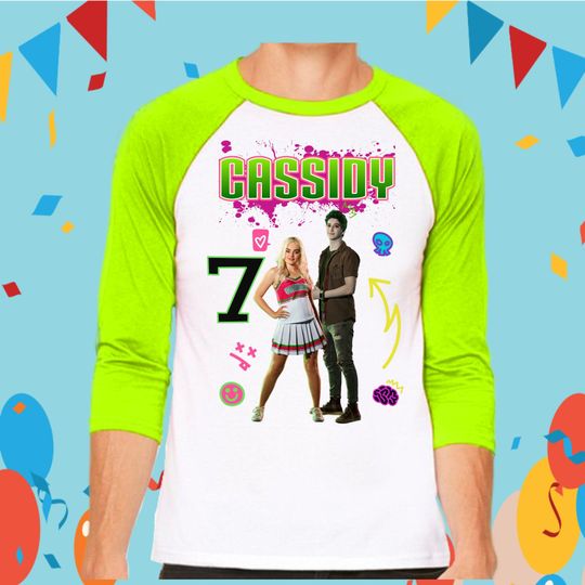 Disney Zombies - Zombies 2 Birthday Shirt - Family Matching Unisex Raglan Short 3/4 long sleeve - Addison and Zed Custom Name and age party