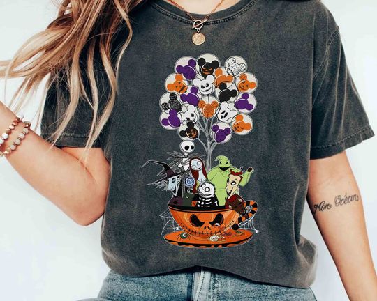 Disney Nightmare Before Christmas Tea Cup Balloon Shirt, Jack And Sally Oogie Boogie Tee, Disneyland Halloween Party Fall Season Family Gift