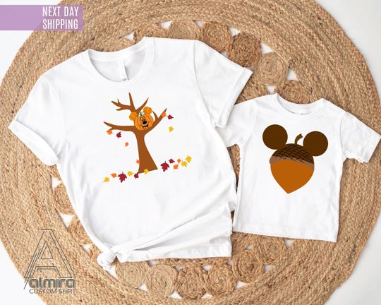 Parents Kid Fall Shirt,Mickey Pumpkin Shirt, Disney Fall Shirt,Family Disney Fall Shirt,Autumn Baby Dad Mom Gift