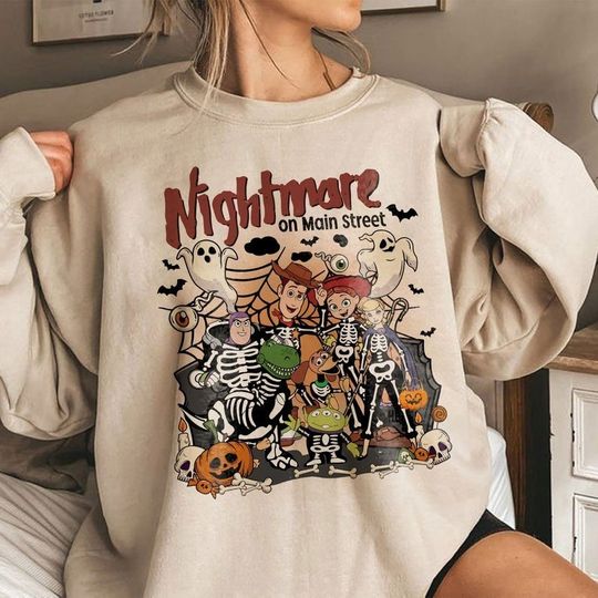 Vintage Halloween Toy Story Sweatshirt, Nightmare On The Main Street Shirt, Woody Buzz Lightyear Halloween Shirt, Disneyland Halloween Shirt