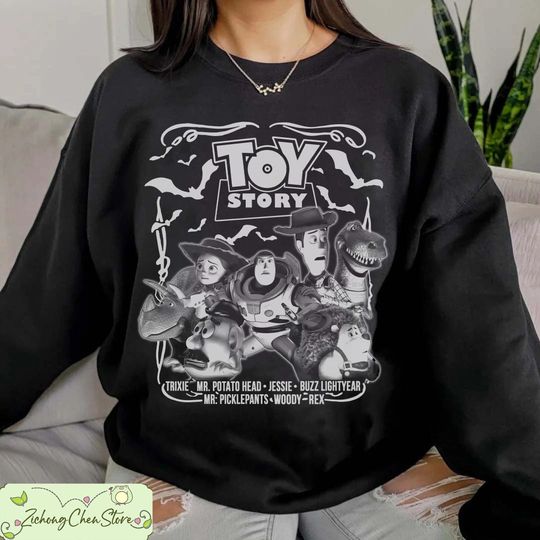 Retro Toy Story Halloween Sweatshirt, Vintage Toy Story Skeleton Hoodie, Woody Buzz Lightyear T-Rex, Disneyland Halloween shirt, XT-081707