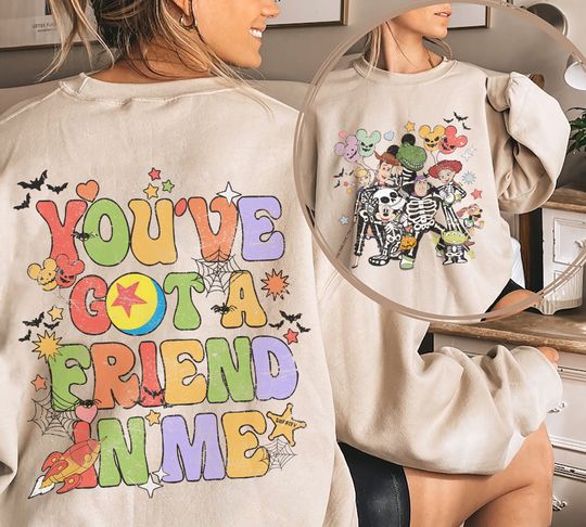 Vintage Toy Story Skeleton Halloween Sweatshirt, You've Got A Friend In Me, Disney Halloween Shirt, Disneyland Halloween Shirt, Disney Group