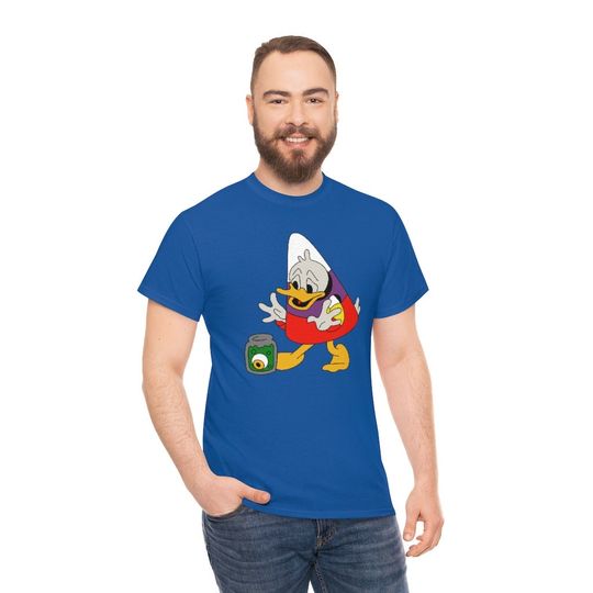 Disney Halloween Shirt featuring Donald Duck dressed as candy corn -   Adult Unisex Heavy Cotton Graphic Tee - Kids sizes available
