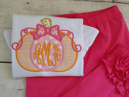 Girls pumpkin shirt, personalized fall shirt, monogram pumpkin shirt, baby girl first halloween shirt, halloween outfit, disney shirt,
