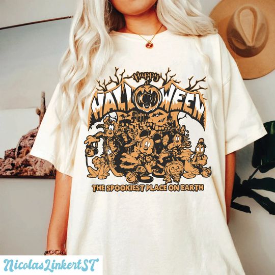 Vintage Mickey And Friends Halloween Shirt, Happy Halloween  shirt, Disneyworld Halloween Shirt, Mickey Skeleton, XT-082207