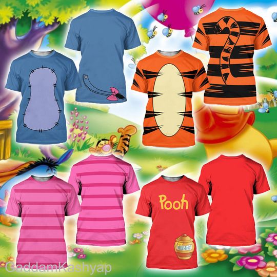 Winnie The Pooh Bear 3D Shirt, Disney Halloween Costume 3D T-Shirt